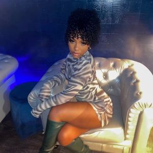 Long sleeve mesh mini dress